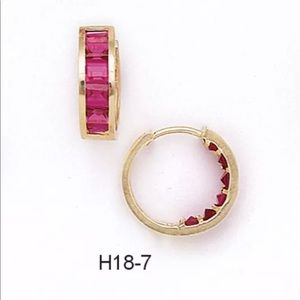 14K Pure Solid Yellow Gold Huggie Earrings